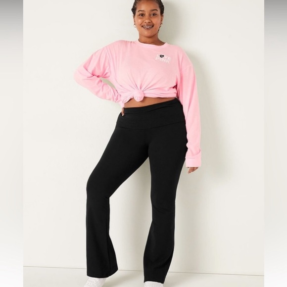 🔥VS Pink Originals htf bling foldover flare yoga leggings sz XL, XXL NWT - Picture 4 of 7